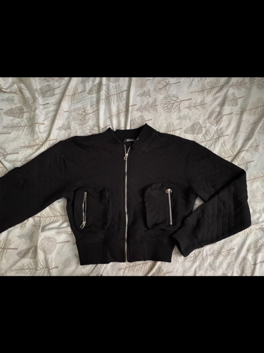 Missguided Black Quilted Bomber Jacket with Zip Pockets